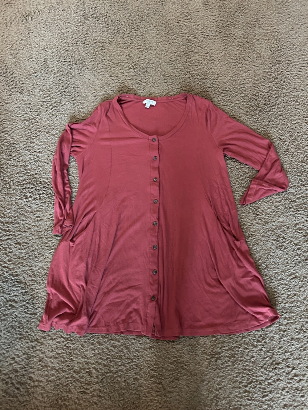 Umgee Button-Front A-Line Tunic in Dusty Rose